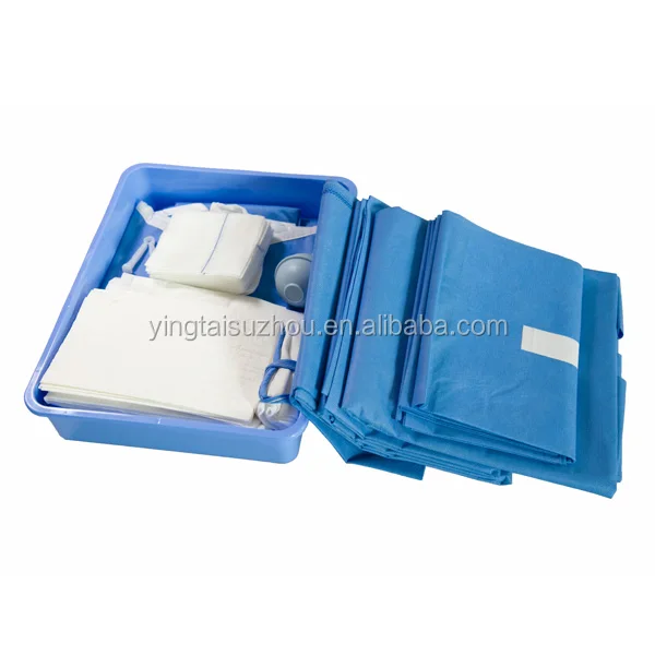 C-section surgey drape with fluid collection pouch, C-section packs with EO sterilization disposable
