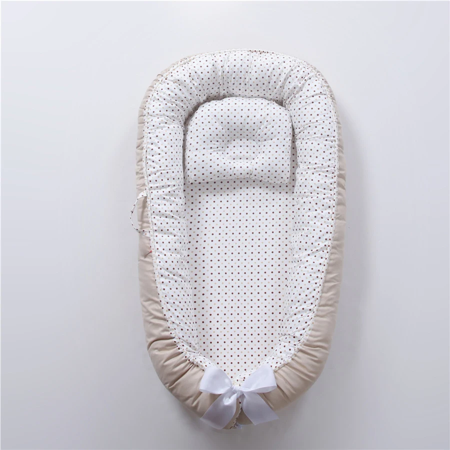 Lower Price 100 Design Pink Baby Small Bed For Newborn Organic Cotton Baby Nest Crib Bed With Pillow Baby Lounger Boy Girl