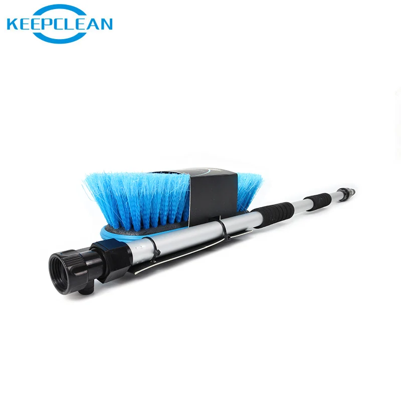 Amazon Hot Selling Soft Hair Soft Bristle  Flow-thru Telescopic Long Handle Car Cleaning Brush