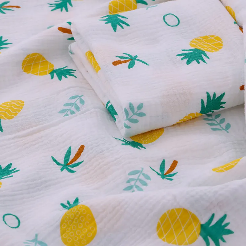 Hot sales Soft double layer 100%cotton 110gsm Woven Print Natural Colored for shirt baby blanket pajamas garment fabric