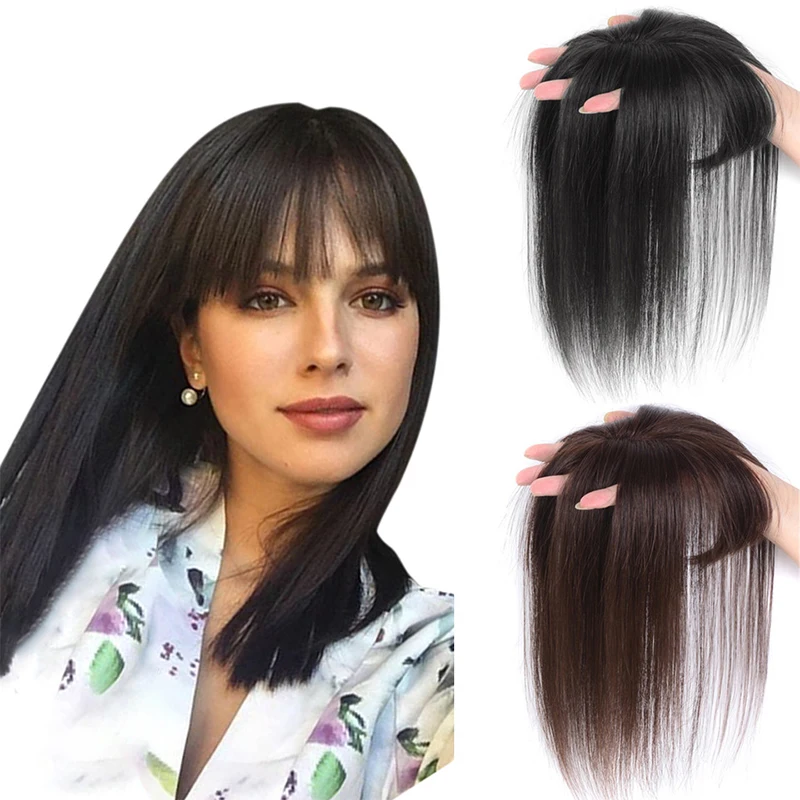 
3D Bangs Invisible Seamless Head Hair Water Ripple Hair Air Bangs Head Overhead Natural Invisible Replacement Cover White Hair 