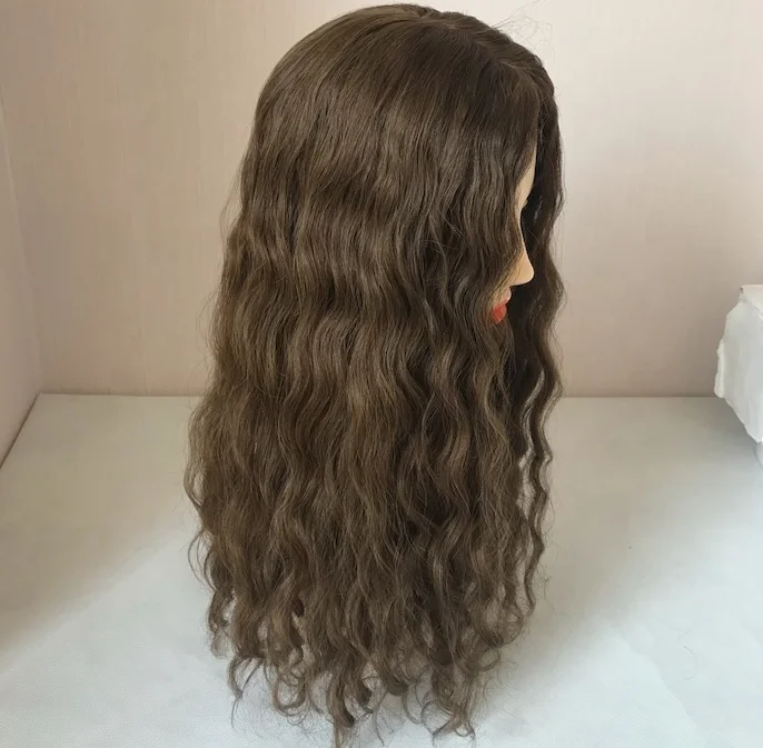 16Inch Skin Base Virgin Human Hair Blonde Highlighted Topper With 5 Clips In Silk Top