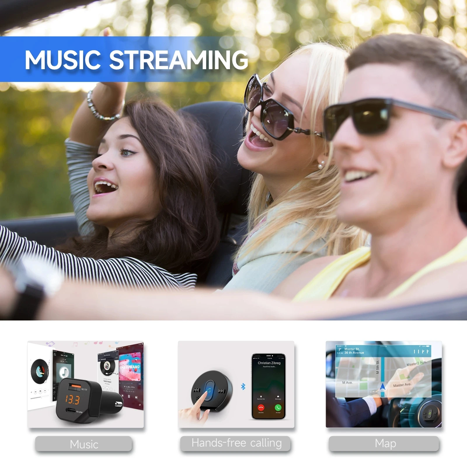 FM Transmitter BT Car MP3 Stereo Player Wireless Handsfree Car Kit with Fast USB Charger FM Radio Remote Control