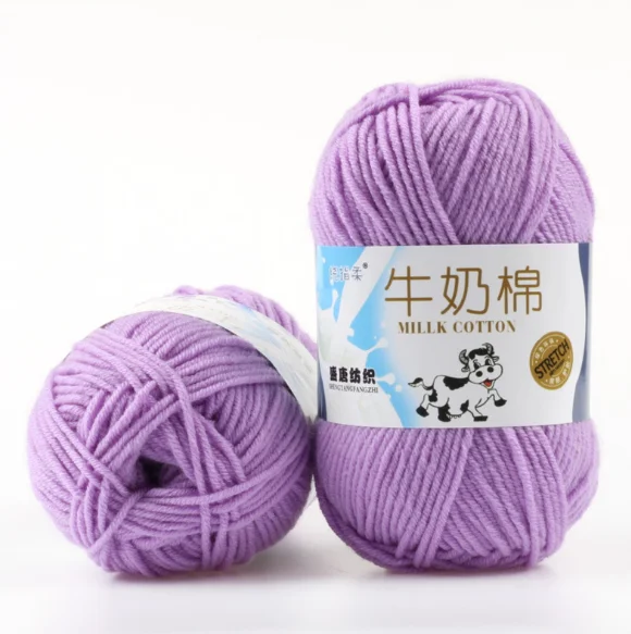 OEM wholesale cheap solid color acrylic wool 5 ply twisted milk cotton yarn 50g crochet for hand knitting baby sweater