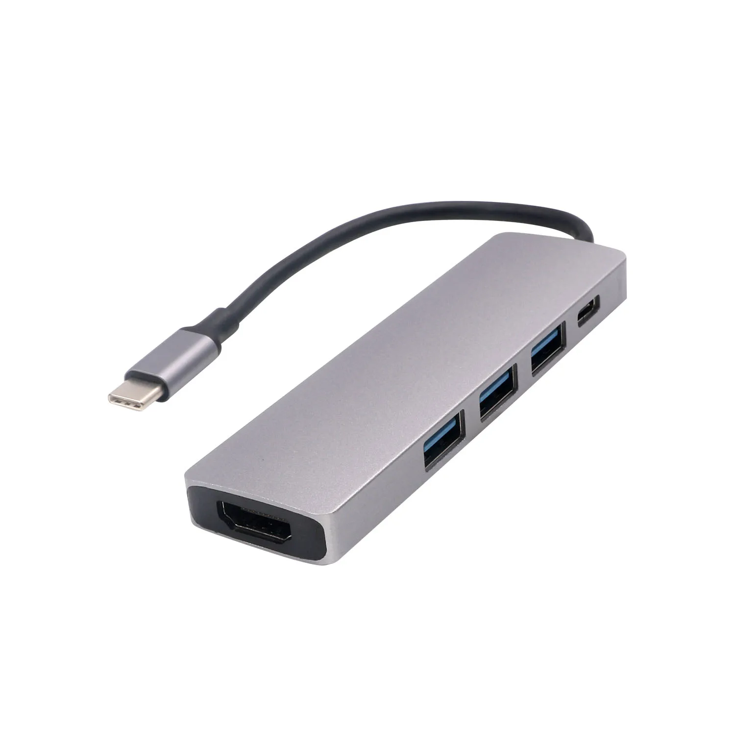 Multifunction Aluminium Shell 5 in 1 USB C to USB 3.0/USB 2.0/HDMI/USB C 2.0/PD 100W Support 4k@30hz 5Gbps Transmit speed