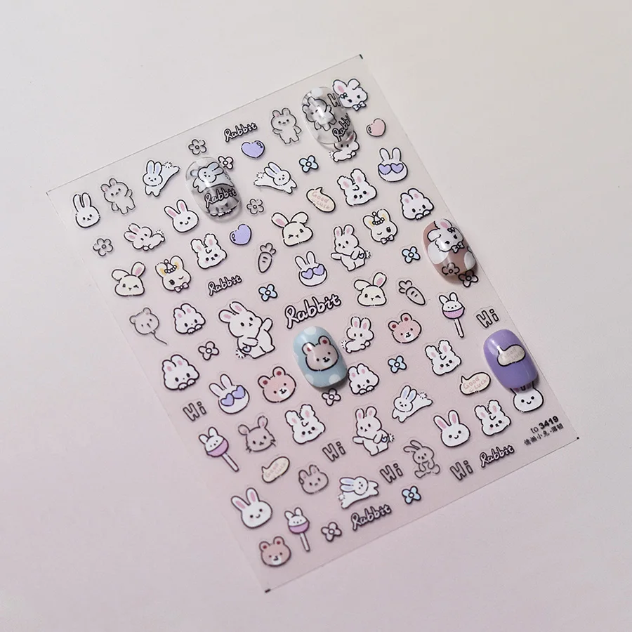 Wholesale Factory New arrival nail sticker self-adhesive 5d emboss sticker Cute Cat Claw nail stickers
