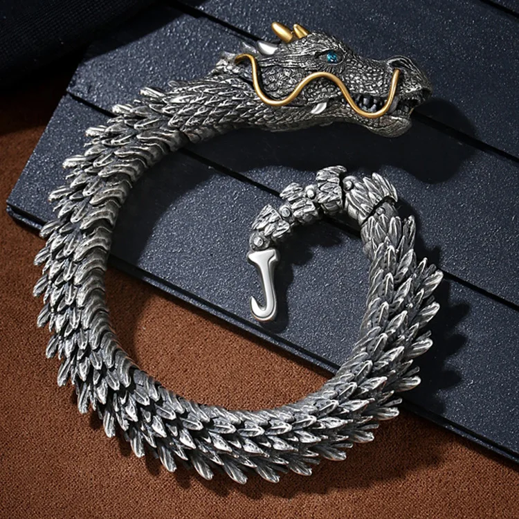 bracelet male retro domineering trend male bracelet keel cold wind senior sense factory big black dragon snake