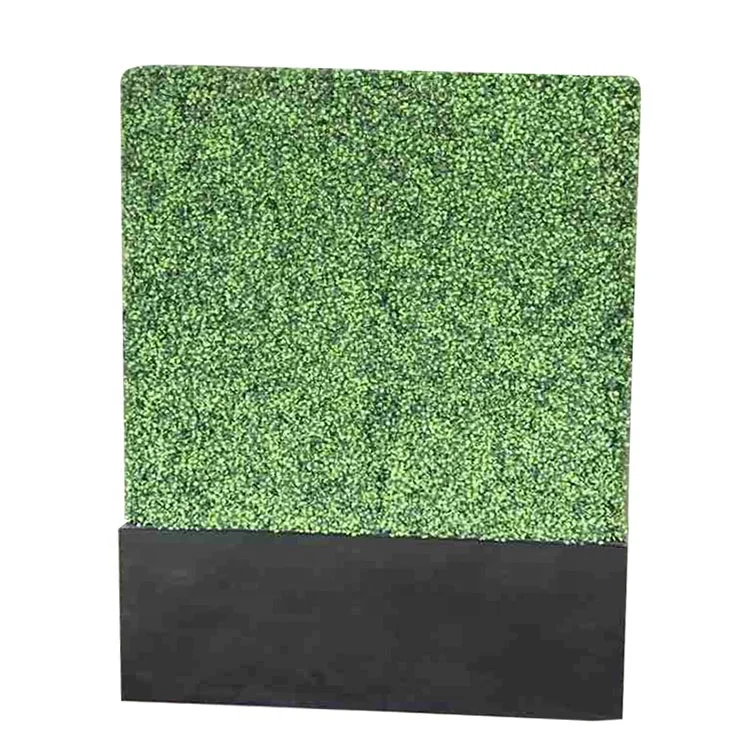 Fence Wall UV Artificial Green Boxwood Hedge with Planter Box