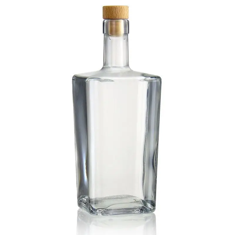 250ml 500ml high end square brandy wine glass bottle crystal white heavy spirit liquor alcohol bottle vodka whisky rum with cork