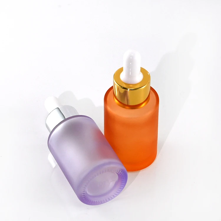 Fancy In stock 30ml frosted dropper bottle glass bottles with gold silver cap and white pipette fro cosmetic serum and oils
