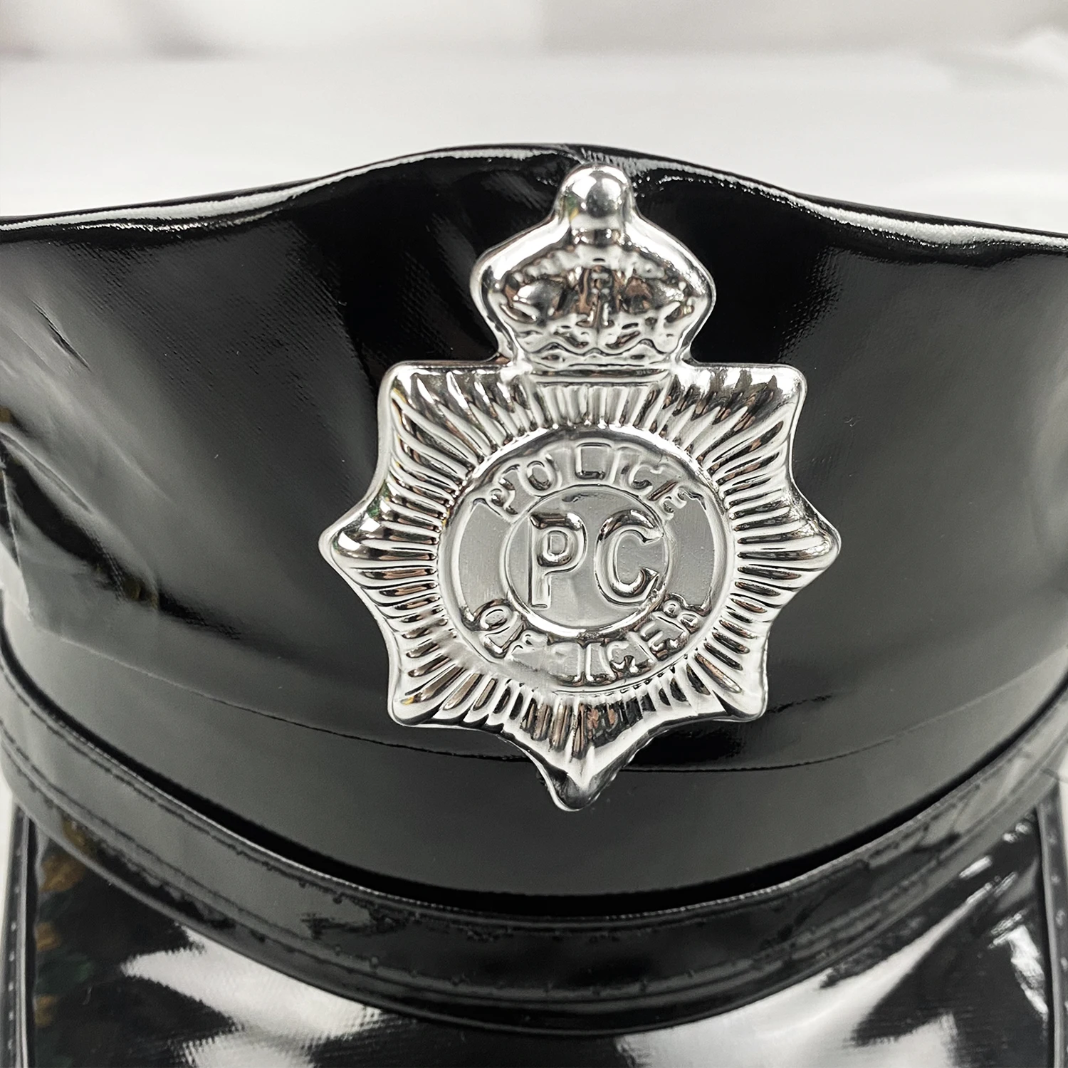 Patent Leather Officer Role Play Kit Hat  for Cop Swat FBI Halloween Party Dress up Costume Accessories