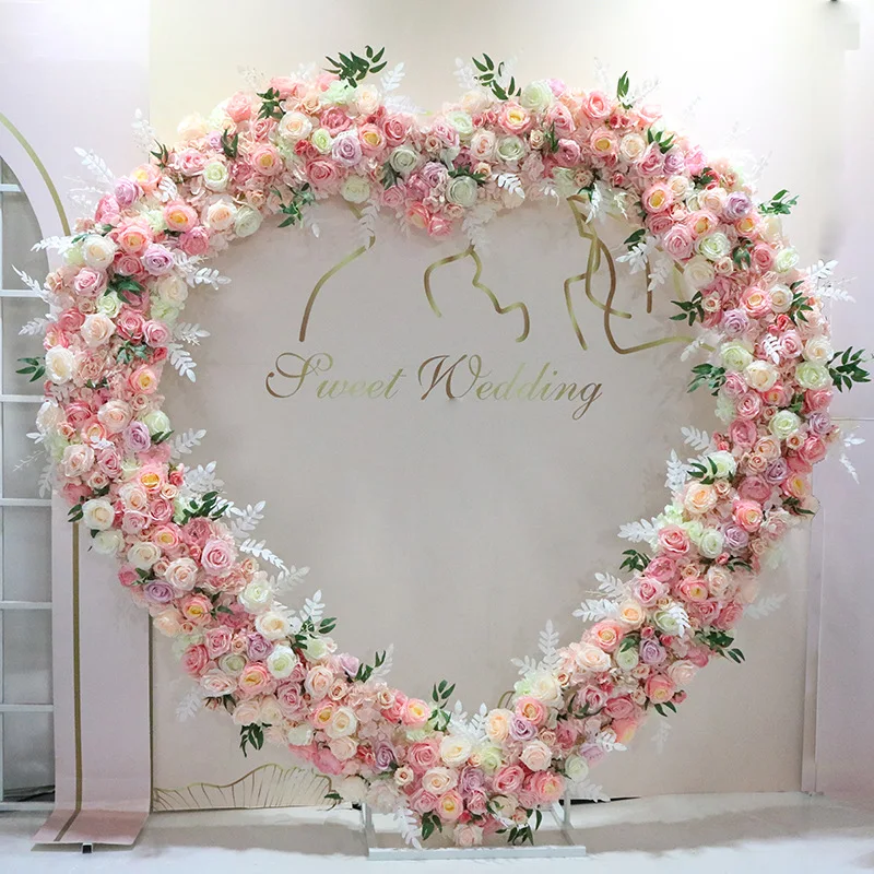 Hot sale New plane heart-shaped arch screen iron art double pole shelf outdoor wedding party decorative props