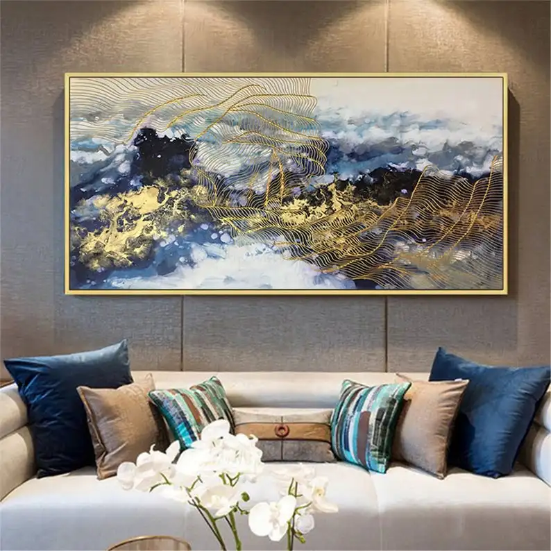 Decorative Painting Dafen Handmade Wall Decoration Abstract Gold Foil Leaf Canvas Art Oil Painting framed paintings