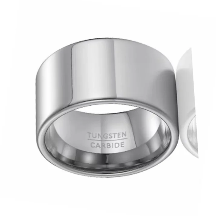 14mm Luxury Silver Color Tungsten Carbide Ring High Polished Fashion Jewelry Engraved Band Rings