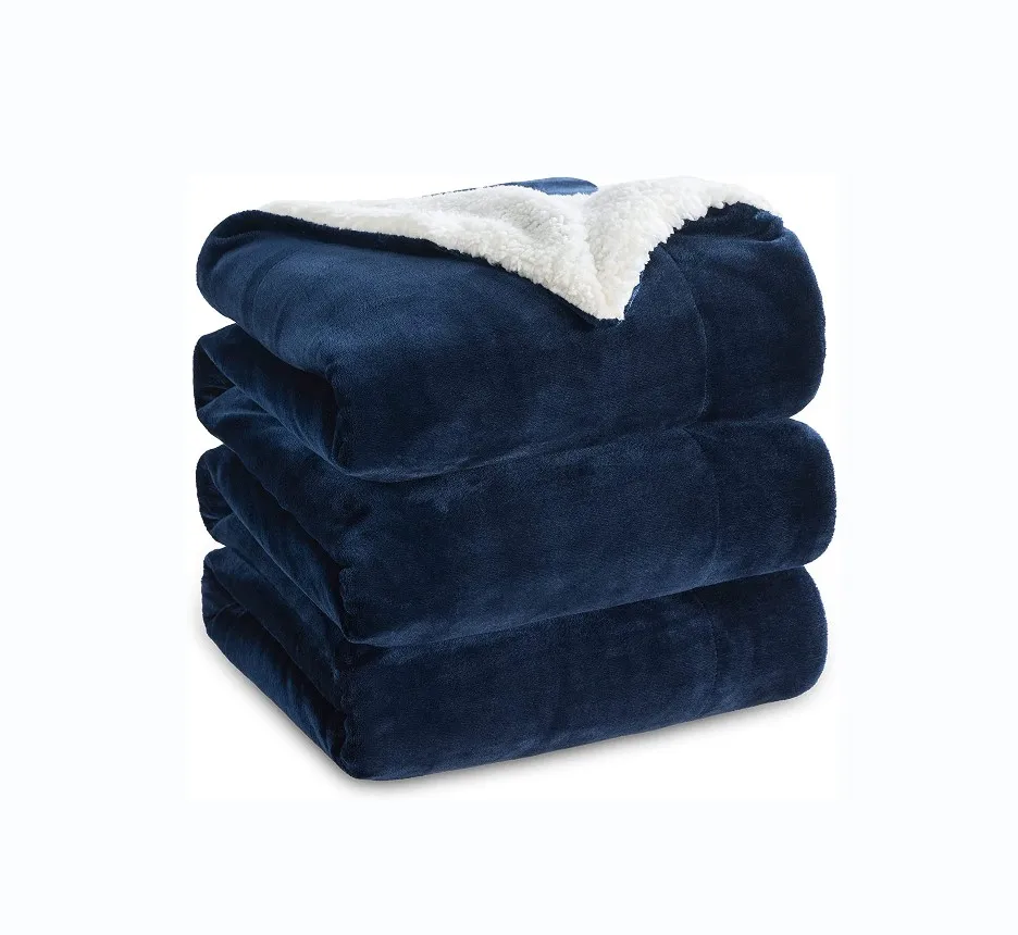 Factory Outlet Sherpa Wool King Bed Blanket - Navy Blue Thick Fleece Warm Soft Queen Blanket King Size