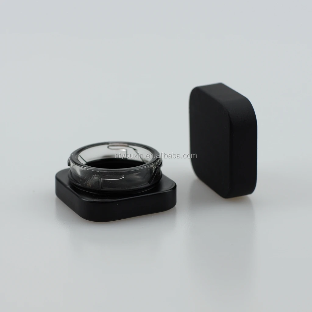 
3ml 5ml 7ml cbd square cosmetic glass jar with plastic child proof cap 