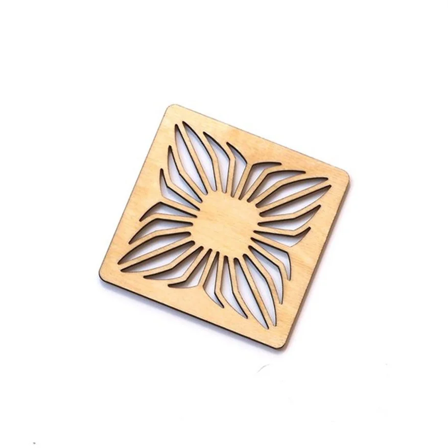 Laser Cutting Bamboo Coffee Mug Coaster Custom Wooden Map Design Coaster Decoration
