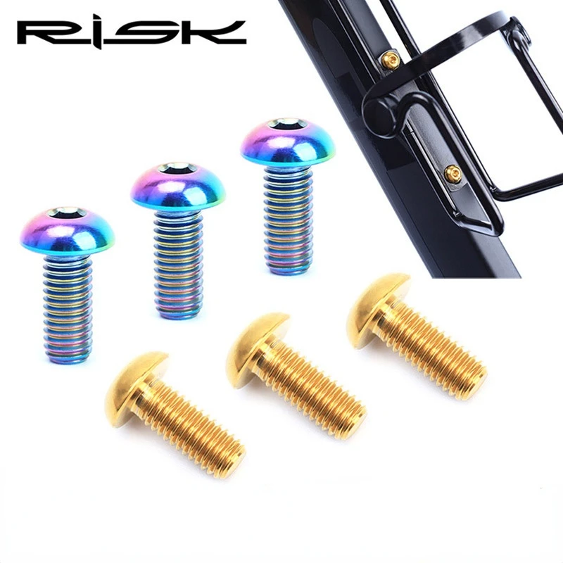 2pc Risk Titanium Bike Water Bottle Holder Bolts M5*12mm Bicycle Bottle Cage Screws Ultralight MTB Cycling Bottle Holder Bolts