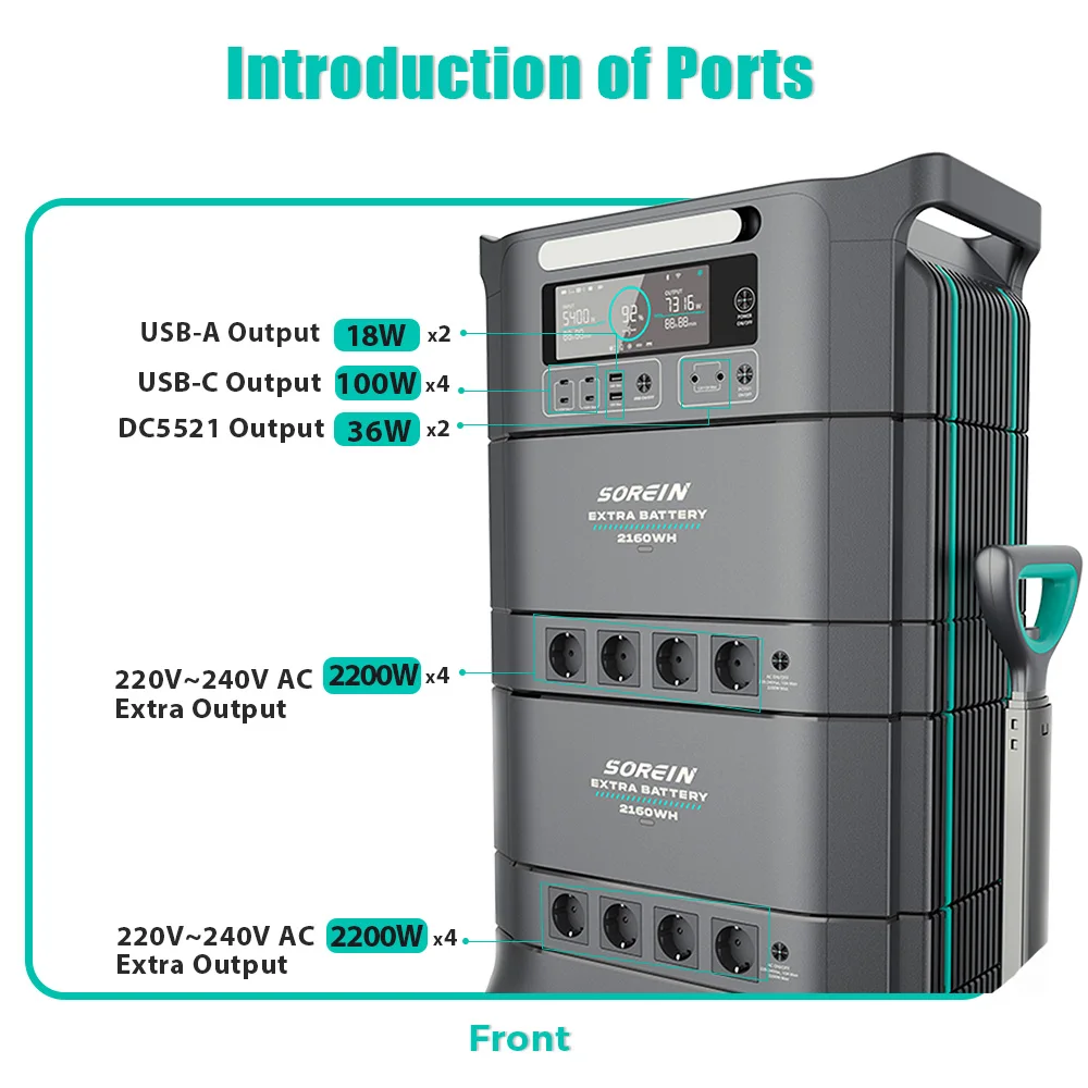 Sorein Top Quality Stackable 6000 Watts 6000W  Solar Generator  15Kw Portable Power Station 51.2V 5000W On-Grid for Home