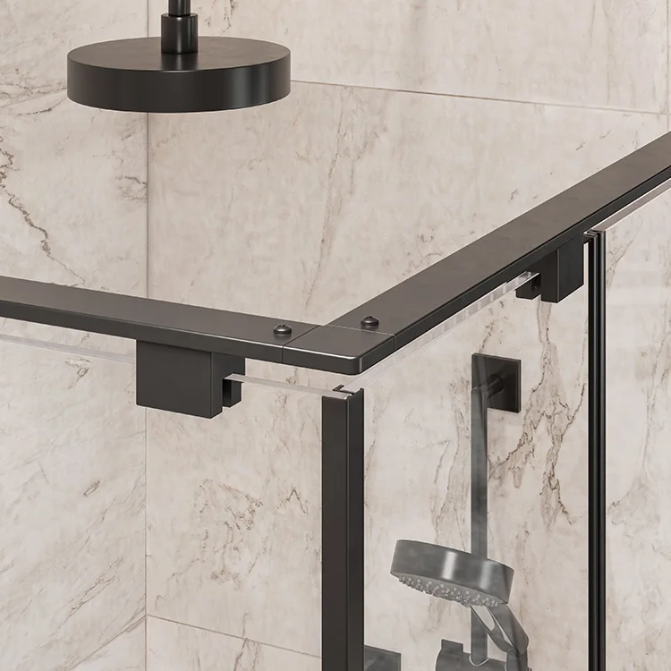 Hotel Aluminium Black Tempered Frame Glass Enclosure Shower Rooms Cabin