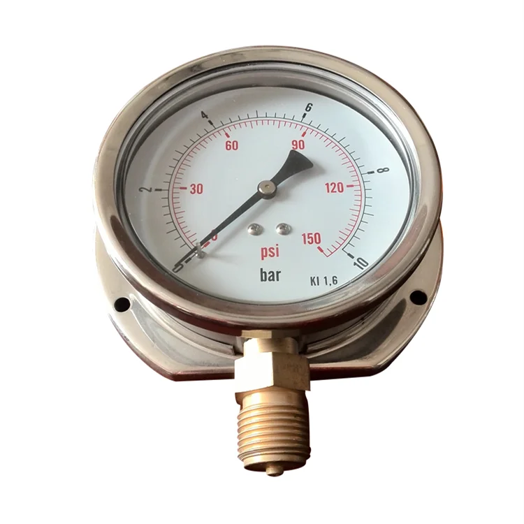 HF 4" Y100 100mm Back Mounted Stainless Steel Pressure Gauge with Flange