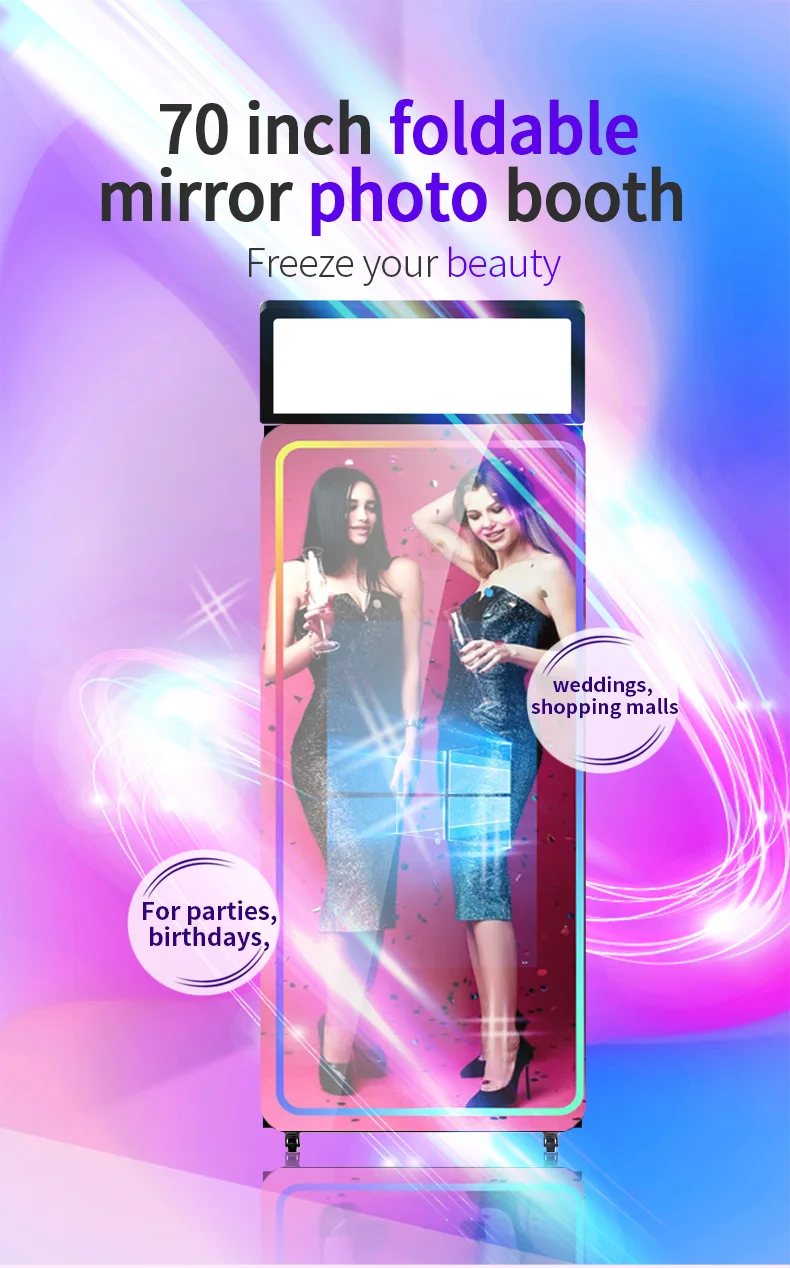2024 Hot Sale Wedding Party Used Dslr Mirror Magic Surface Pro Photo Booth Commercial Rental Round Mirror Photo Booth