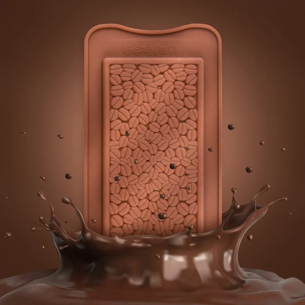 
FUNBAKY JSC3240 BPA free candy making tools rectangle coffee beans unique shape chocolate mould silicone DIY handmade tools 