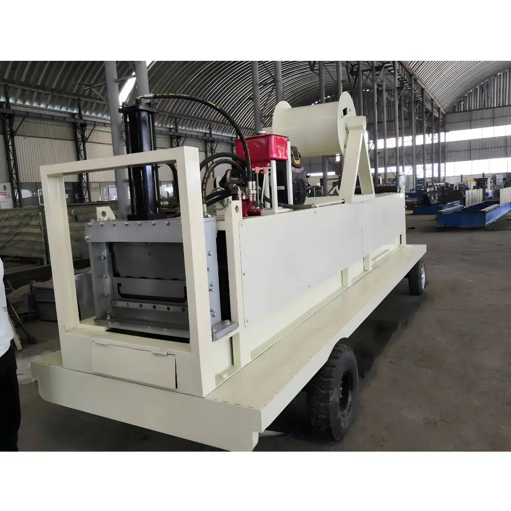 New Mexico Portable SSR KR18 KR24 Standing Seam Bemo Standing Roof Sheet Roll Forming Machine with Wheel Trailer