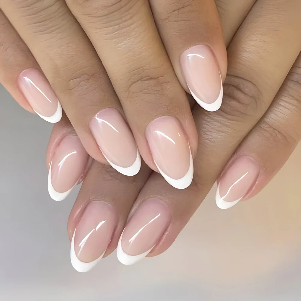 Best Selling French 24PCS/set Ballerina Coffin False Nails High Quality Blue Heart Diamond Press On Nail Wholesale