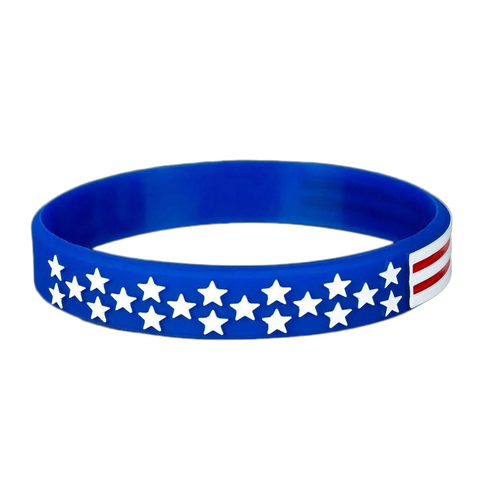
USA Flag Silicone Bracelet American Flag Wristband With Stripes And Stars 