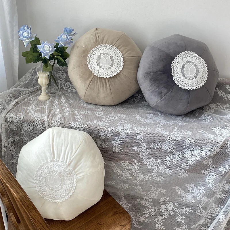 French lace decorative Mediation Pillow with core fabric home bedroom backrest living room sofa cushion tatami Yoga Pillow