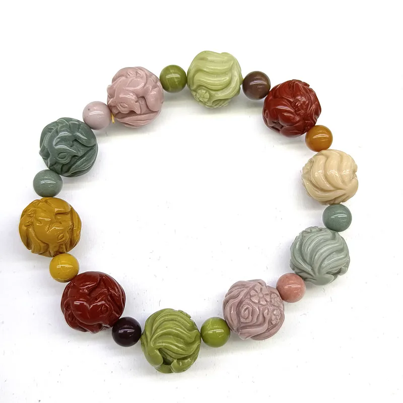 Donghai hot Alxa agate bead bracelet natural hand-carved crystal jewelry for decoration
