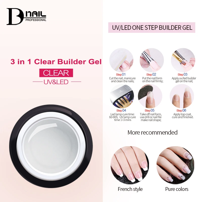 ICE NOVA Soak Off Uv/led Nail Structure Strengthen Liquid Builder Clear Hard Rubber Base Coat Gel Polish 3 In 1