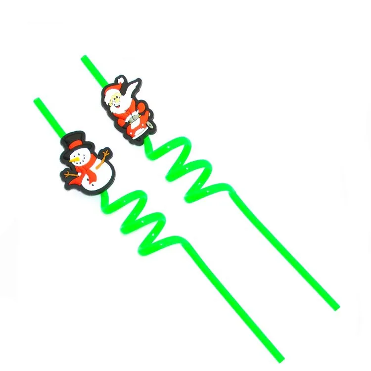 Lovely rubber drinking straw with pvc cartoon design