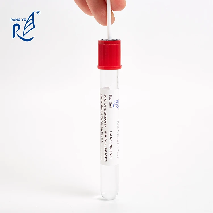 disposable medical viral transport medium vtm tube test kit with flocked nylon swab stick