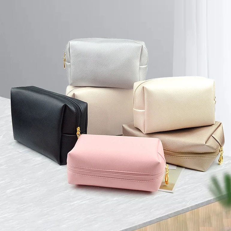 Manufacturer Custom New Large High End Professional Travel Storage Portable Vegan Pu Leather Make Up Makeup Cosmetic Bag