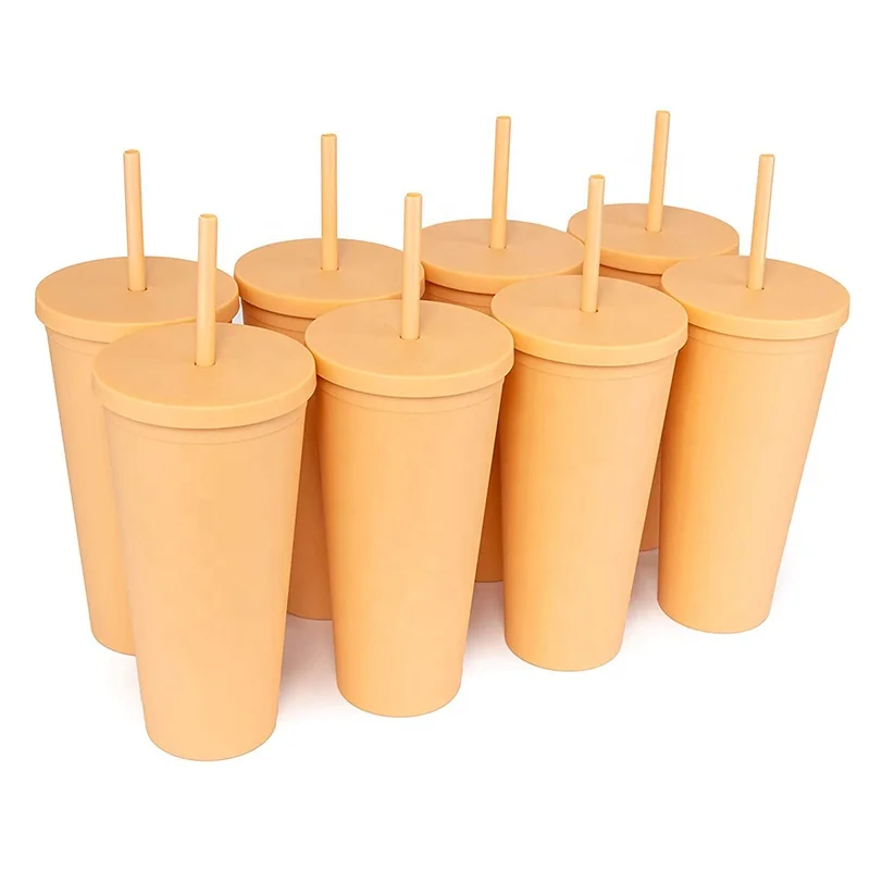  22oz акриловые двухслойные Матовые Пластиковые Стаканы Чашки для холодных или горячих