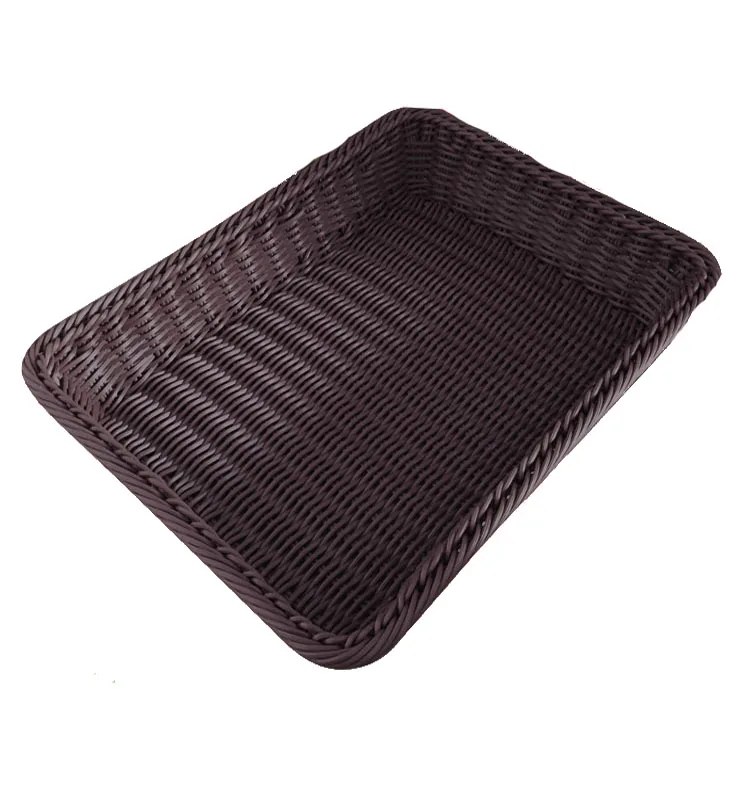 Fruit Rattan  Storage Basket Bread Woven Supermarket Plastic Natural Small Plastic Basket for Gift Plastic Tray