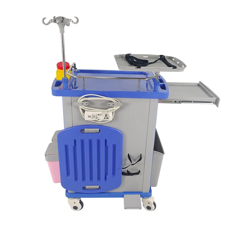 Medical ABS Emergency Room Treatment Trolley ISO Certified Crash Cart with Defibrillator for Hospital Use