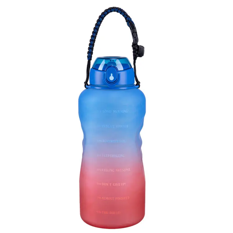 New amazon hot selling  64 oz water bottle BPA free time marker water bottles for gym and sports with straw