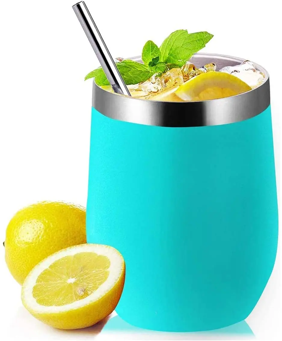 12oz Christmas Gift Stainless Steel Wine Tumbler With Lid Double Wall Vacuum Insulated Travel Tumbler