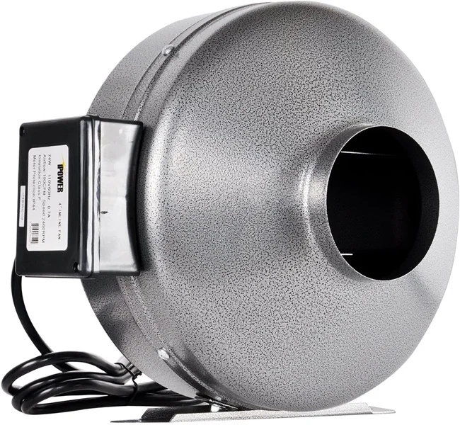 iPower GLFANXINLINE4 4 Inch 190 CFM Inline Duct Ventilation Fan HVAC Exhaust Blower for Grow Tent, Grounded Power Cord, 1-Pack,