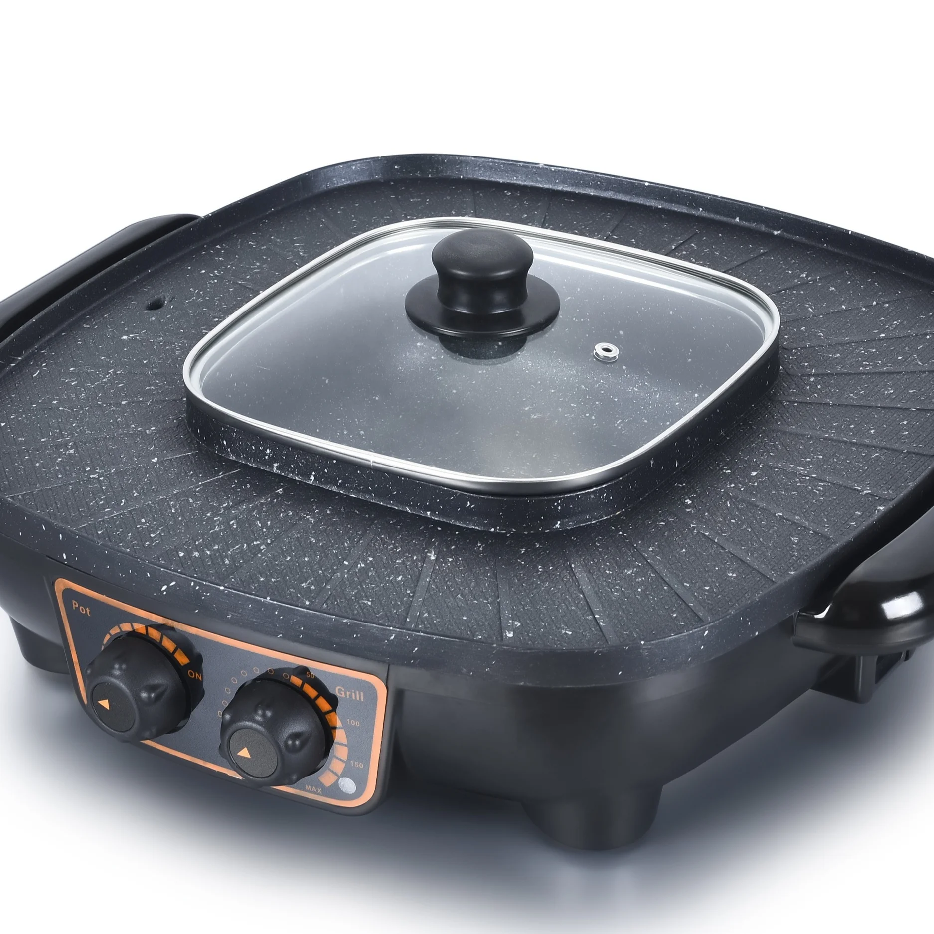 Best-selling in many countries and good quality round electric smokeless grill with hot pot 2 in 1