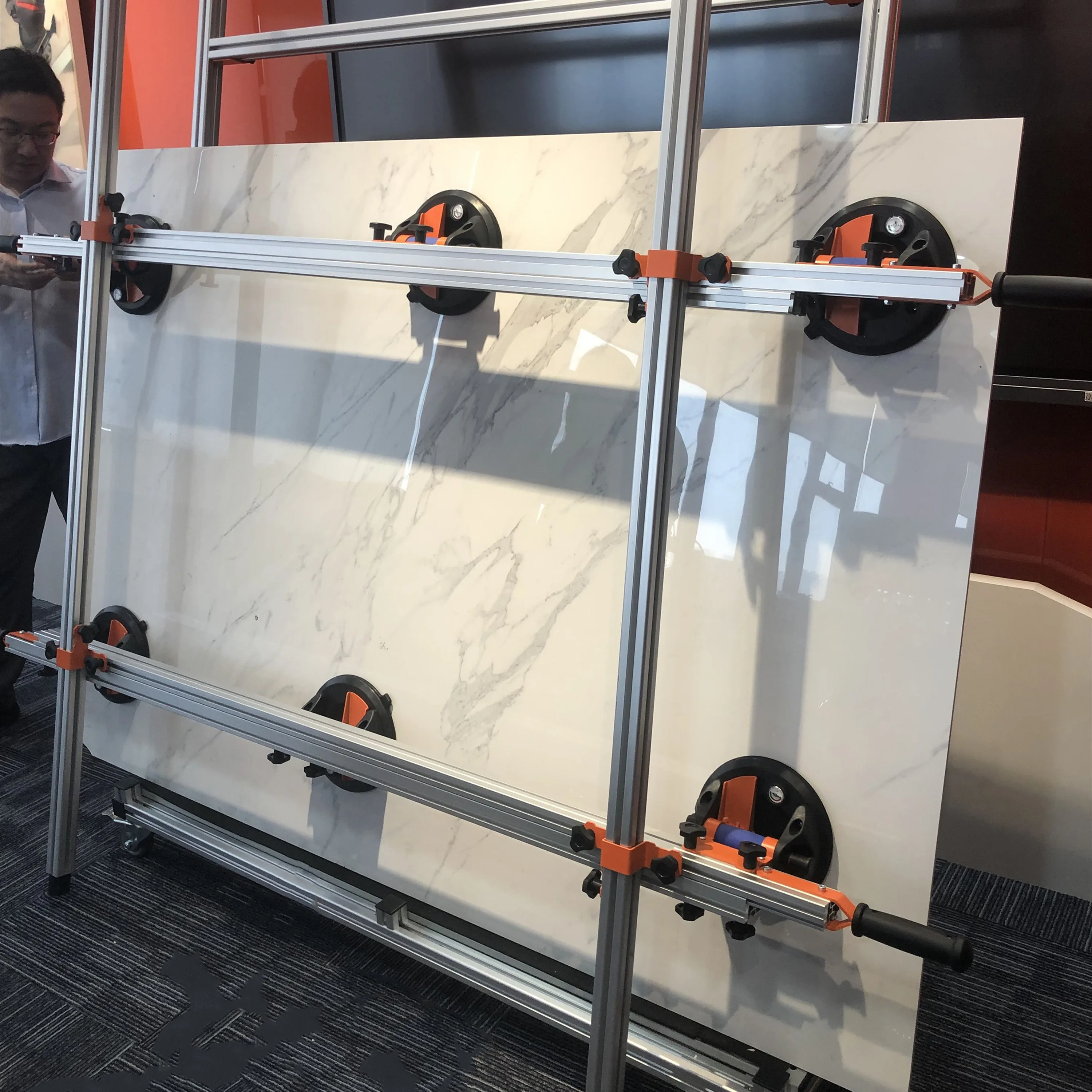 JohnTools DB-CY Large format carrying Frame  handing tools big tile carrier  Heavy Duty slab trans with 6 vacuum suction cups