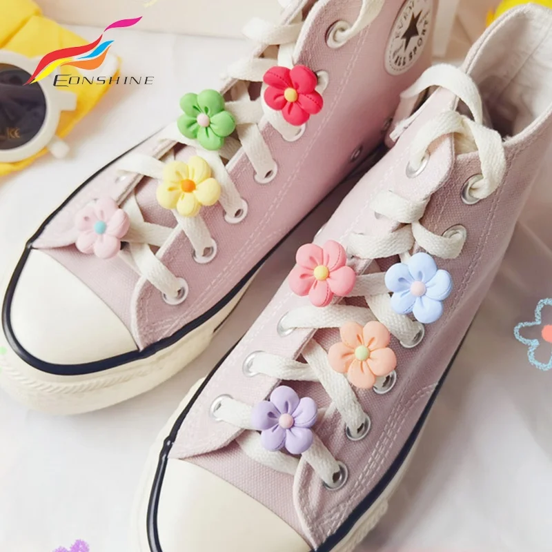 DIY Plastic Sunflower Daisy Sakura Flower Shoe Lace Buckle Sneaker Shoelace Charms Decoration Accessories