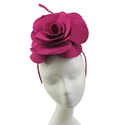Женская шерстяная Вуалетка с цветами, головной убор с розой, повязка на голову для церкви, коктейльных вечеринок, платье