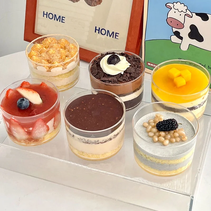 190ml 6.5oz Mousse Straight Cups Dessert Tiramisu Yogurt Container Hard PS Material Mongo Pudding Cup Ice Cream Yogurt Cups