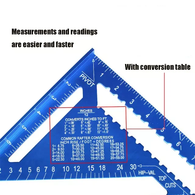 High Precision 7/12 Inch Aluminum Alloy Triangular Measuring Ruler Double Side Scale Woodworking Right Angle Ruler