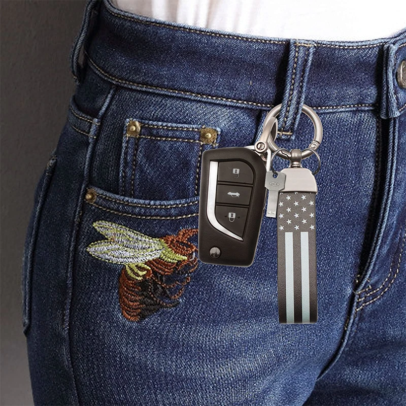 Vintage leather double sided Brown and Yellow Hang tag key fob tag