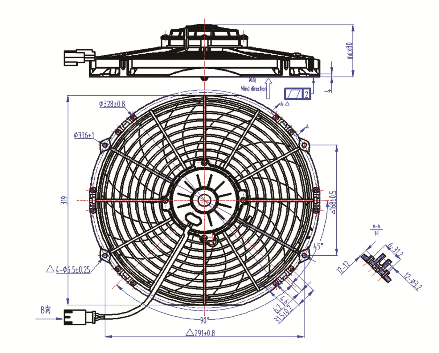 Spal fan repalcemant 12  inch Condenser Fan series Transport Refrigeration  Suction/Blowing 12V/24V   305mm